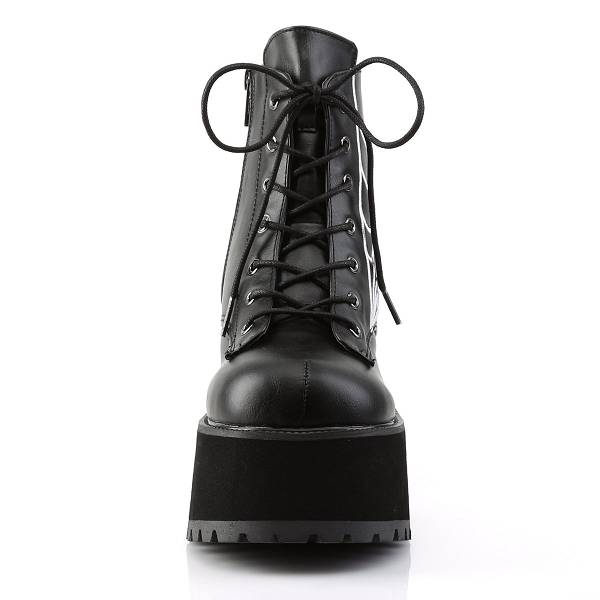 Demonia Women's Ranger-105 Platform Ankle Boots - Black Vegan Leather D0325-96US Clearance